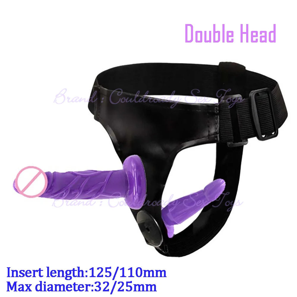 Soft Lesbian Strapon Harness Double Dildo
