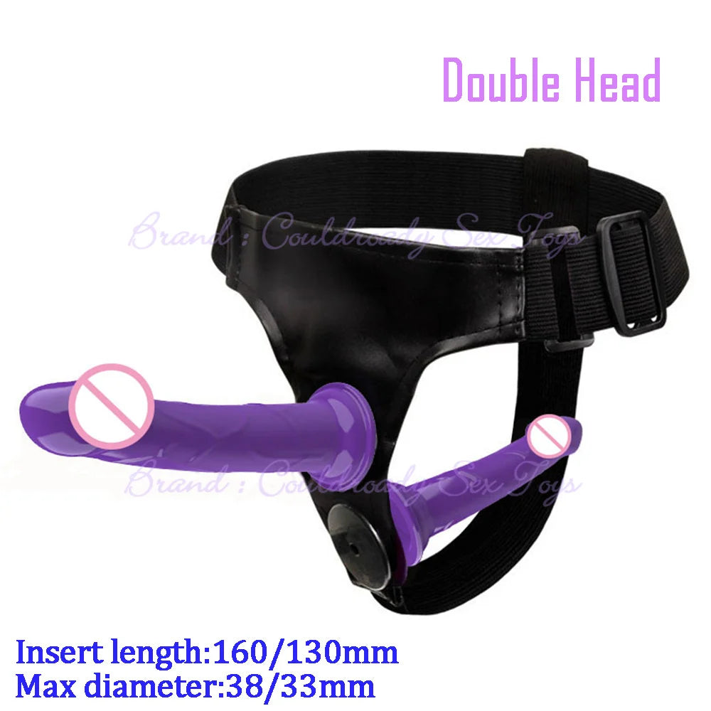 Soft Lesbian Strapon Harness Double Dildo